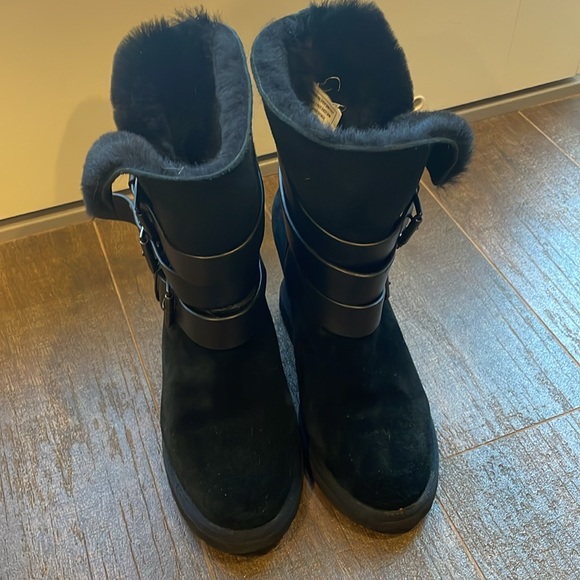 Ash Yes Boot Black Shearling and Suede with Hidden Wedge Size 5.5 - Picture 4 of 12